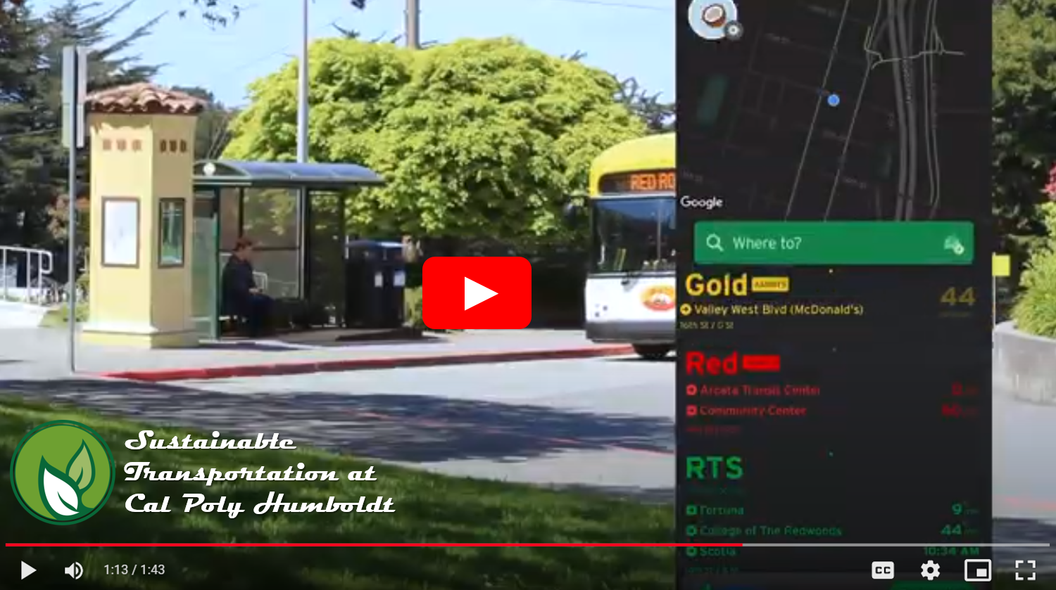 Click on this image for a short video on sustainable transportation options at Cal Poly Humboldt