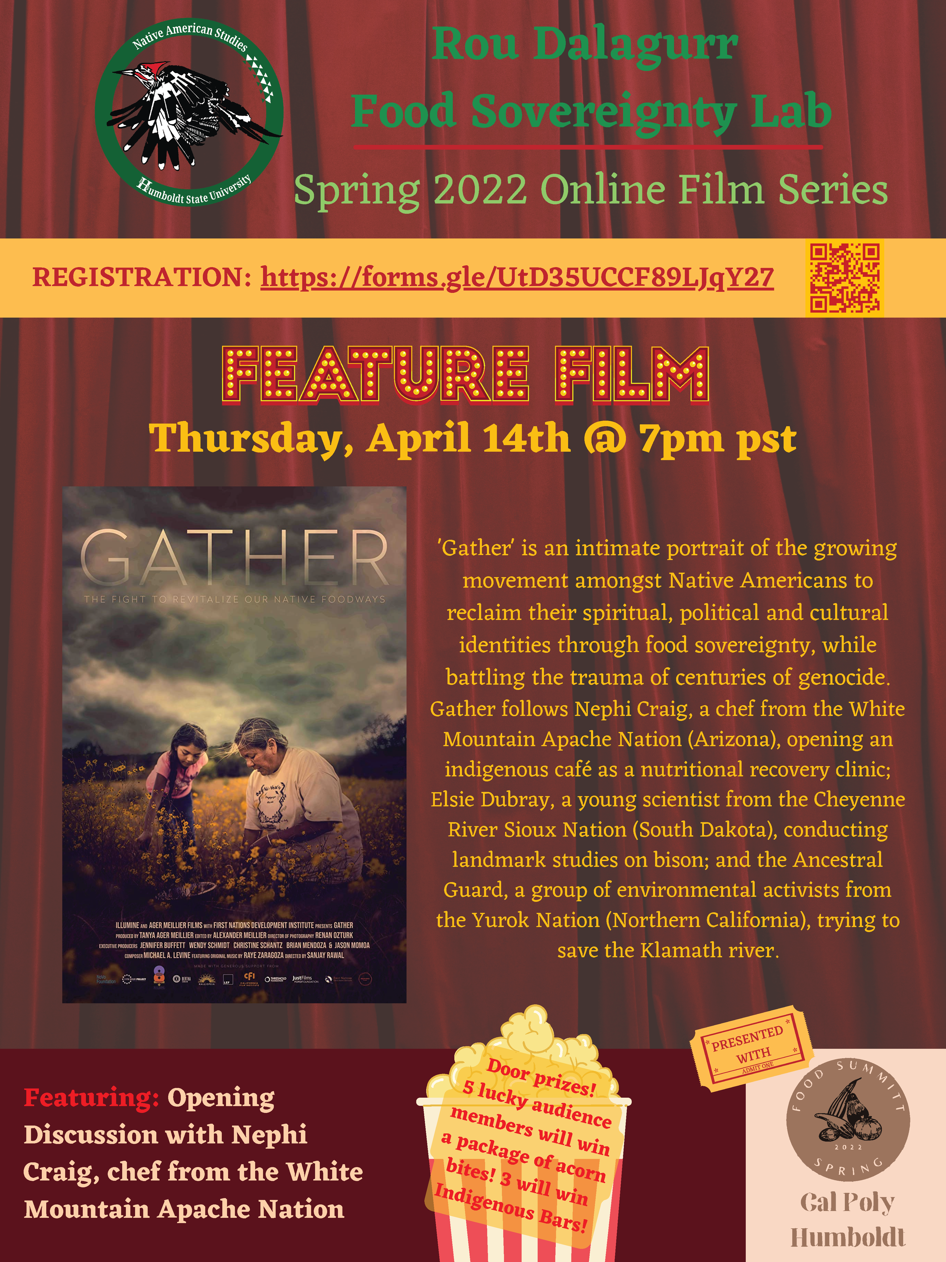 Film Screening: Gather 7pm Film Screening: Gather Hosted on Zoom Register at https://forms.gle/UtD35UCCF89LJqY27 