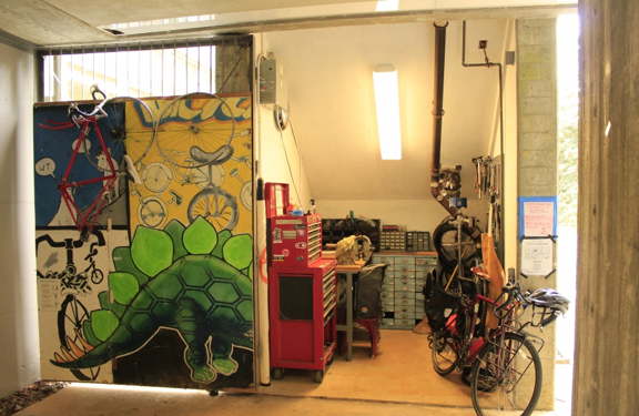 The Bicycle Learning Center is a student run bicycle shop, located under the stairs by the Rec & Wellness Center on campus.