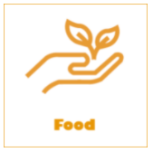 Image is an icon for Food with a hand holding a plant